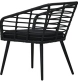 VidaXL Tuinstoelen 2 st met kussens poly rattan zwart