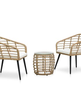 VidaXL 3-delige Bistroset poly rattan eikenkleurig