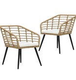 VidaXL Tuinstoelen 2 st met kussens poly rattan eikenkleurig