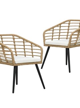 VidaXL Tuinstoelen 2 st met kussens poly rattan eikenkleurig