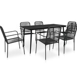 VidaXL 7-delige Tuinset katoenen touw en staal zwart