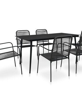 VidaXL 7-delige Tuinset katoenen touw en staal zwart