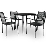 VidaXL 5-delige Tuinset katoenen touw en staal zwart