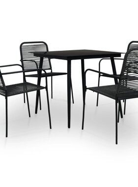 VidaXL 5-delige Tuinset katoenen touw en staal zwart