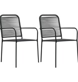 VidaXL Tuinstoelen 2 st katoenen touw en staal zwart