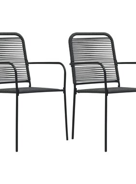 VidaXL Tuinstoelen 2 st katoenen touw en staal zwart