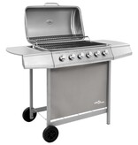 VidaXL Gasbarbecue met 6 branders zilverkleurig