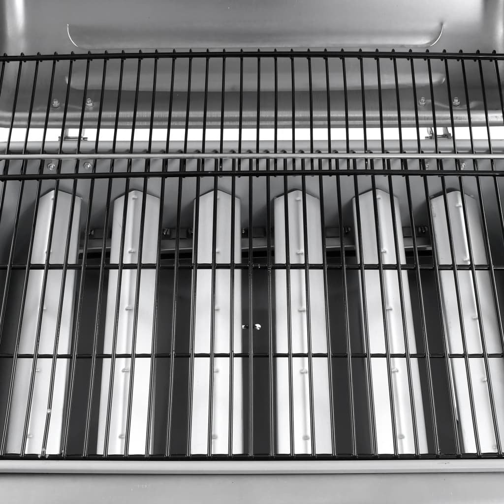 VidaXL Gasbarbecue met 6 branders zilverkleurig