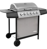 VidaXL Gasbarbecue met 6 branders zwart en zilverkleurig