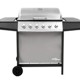 VidaXL Gasbarbecue met 6 branders zwart en zilverkleurig