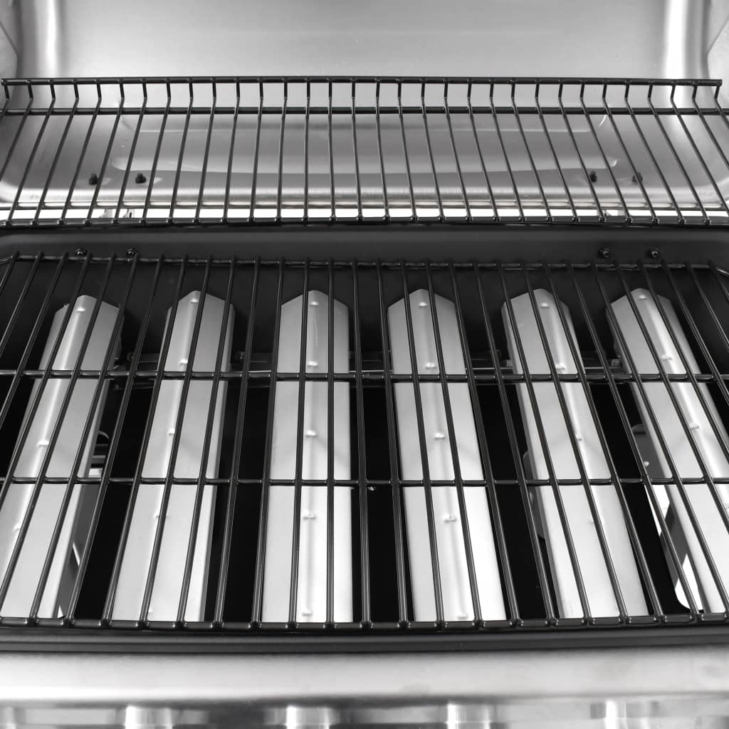 VidaXL Gasbarbecue met 6 branders zwart en zilverkleurig