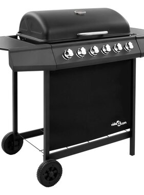 VidaXL Gasbarbecue met 6 branders zwart