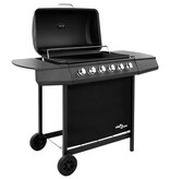 VidaXL Gasbarbecue met 6 branders zwart