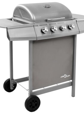 VidaXL Gasbarbecue met 4 branders zilverkleurig