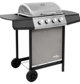 VidaXL Gasbarbecue met 4 branders zwart en zilverkleurig