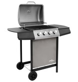 VidaXL Gasbarbecue met 4 branders zwart en zilverkleurig