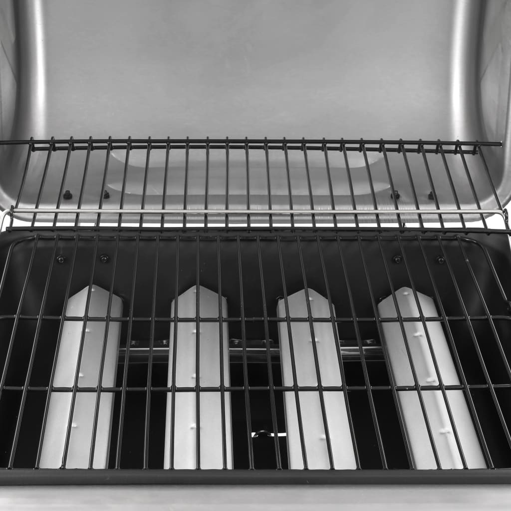 VidaXL Gasbarbecue met 4 branders zwart en zilverkleurig