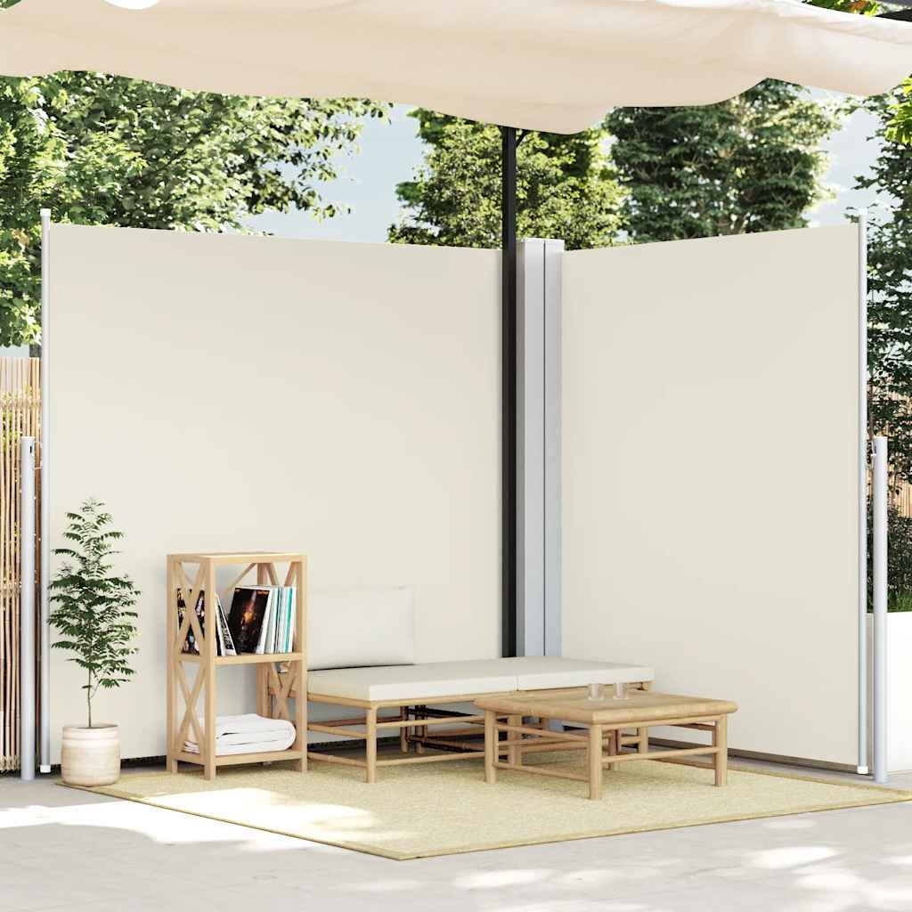 VidaXL Tuinscherm uittrekbaar dubbel 170x600 cm crème