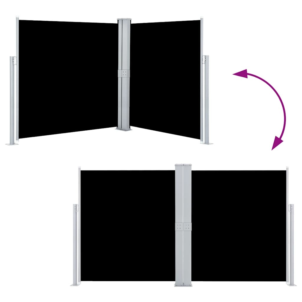 VidaXL Windscherm uittrekbaar 140x600 cm zwart