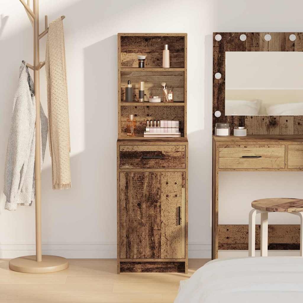 VidaXL Highboard met lade Oud hout 40 x 40,5 x 135 cm Bewerkt hout