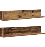 VidaXL Wandschappen 2 st 100x16,5x16,5 cm bewerkt hout oud houtkleurig