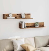 VidaXL Wandschappen 2 st 100x16,5x16,5 cm bewerkt hout oud houtkleurig