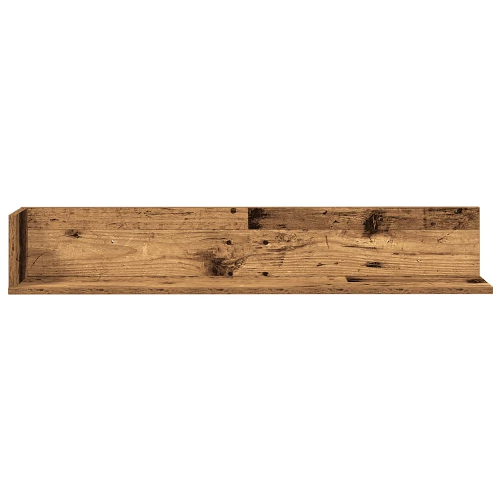 VidaXL Wandschappen 2 st 100x16,5x16,5 cm bewerkt hout oud houtkleurig