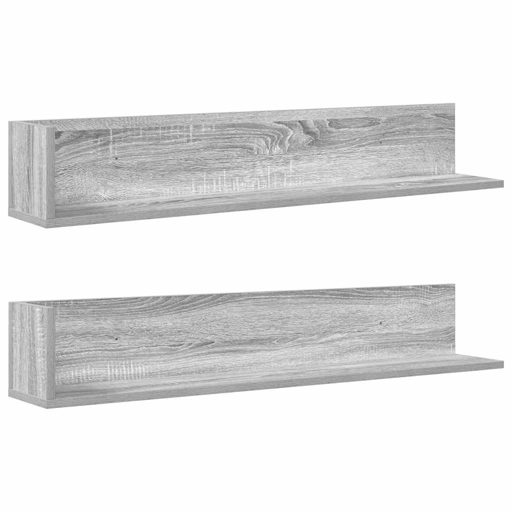 VidaXL Wandschappen 2 st 100x16,5x16,5 cm bewerkt hout grijs sonoma