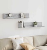 VidaXL Wandschappen 2 st 100x16,5x16,5 cm bewerkt hout grijs sonoma