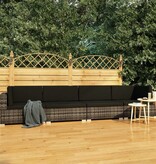 VidaXL 4-delige Loungeset met kussens poly rattan grijs