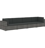 VidaXL 4-delige Loungeset met kussens poly rattan grijs