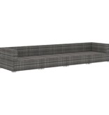 VidaXL 4-delige Loungeset met kussens poly rattan grijs