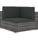 VidaXL 4-delige Loungeset met kussens poly rattan grijs