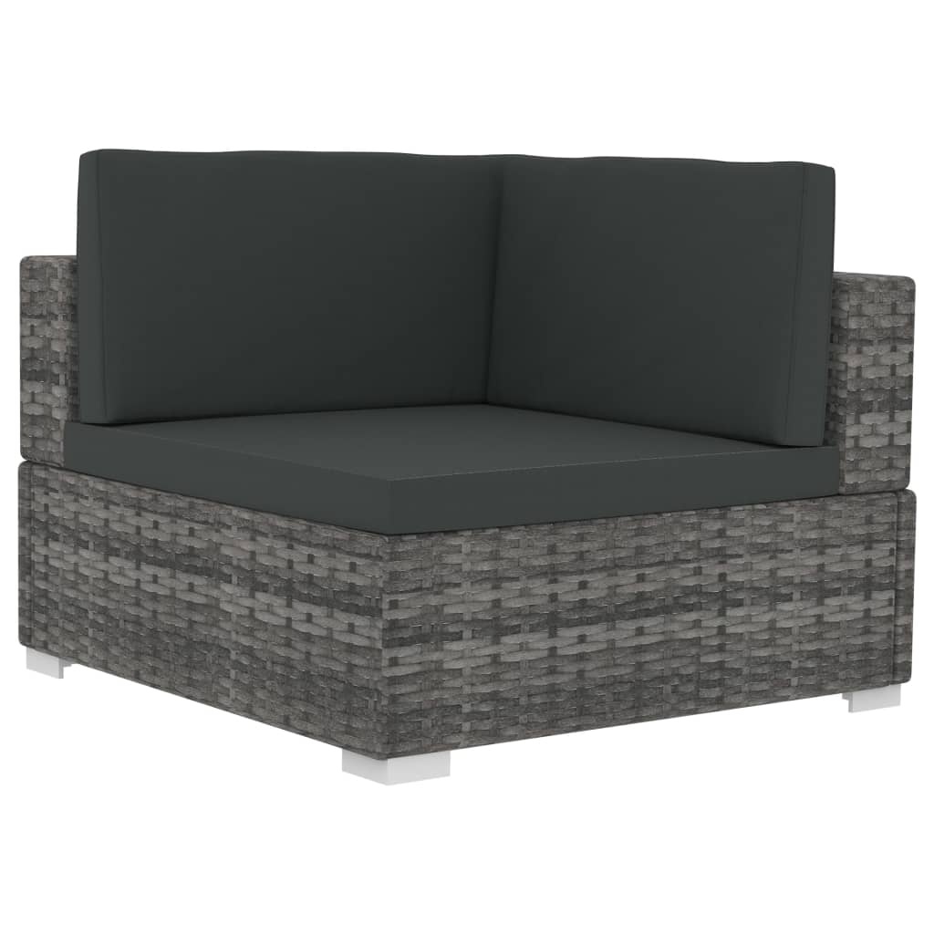 VidaXL 4-delige Loungeset met kussens poly rattan grijs