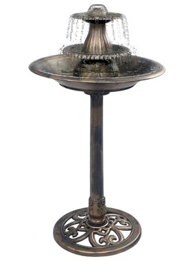 VidaXL Vogelbadje met fontein 50x91 cm kunststof bronskleurig