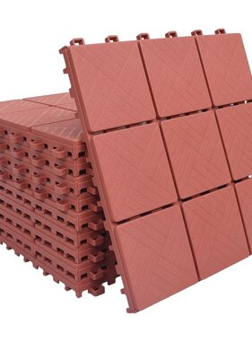 VidaXL Terrastegels 10 st 30,5x30,5 cm kunststof rood