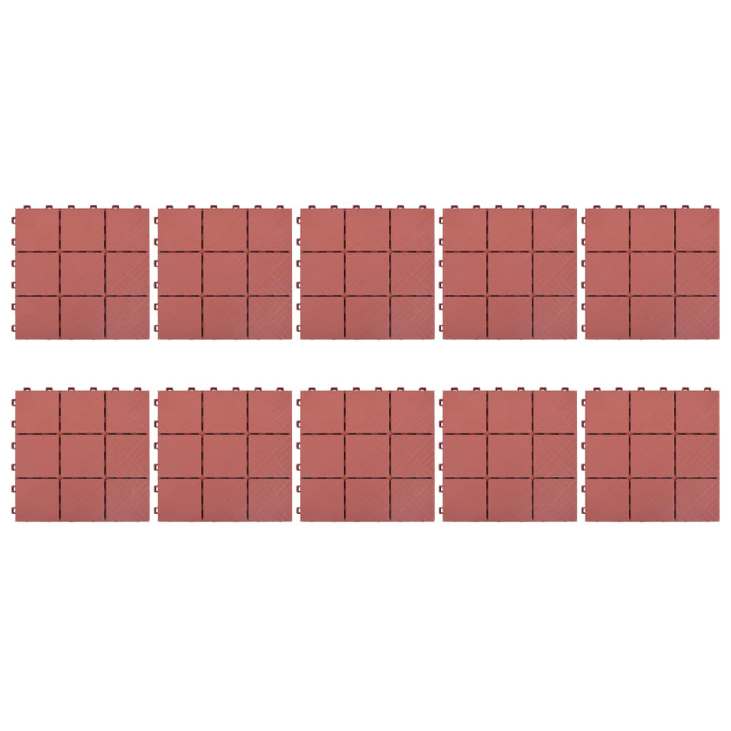 VidaXL Terrastegels 10 st 30,5x30,5 cm kunststof rood