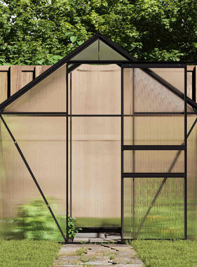 VidaXL Tuinkas met basisframe 3,61 m³ aluminium antracietkleurig