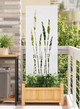 VidaXL Tuin Privacy Screen Bloemen Wit 50 x 140 cm Koudgewalst staal