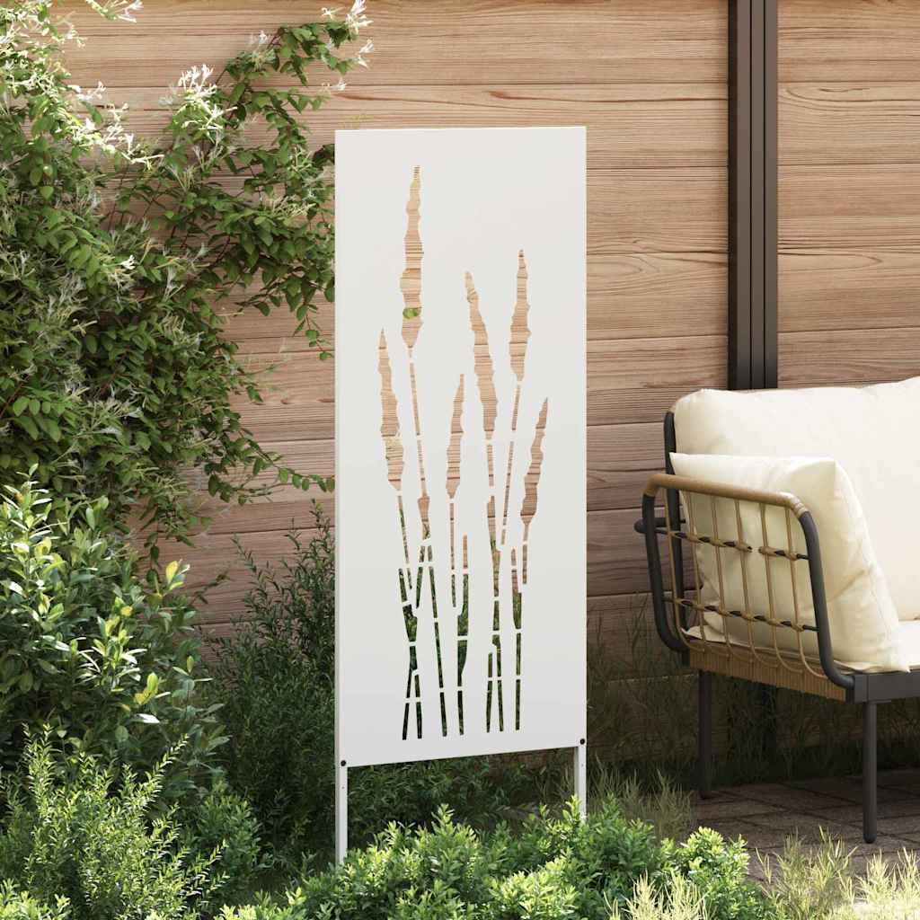 VidaXL Tuin Privacy Screen Bloemen Wit 50 x 140 cm Koudgewalst staal