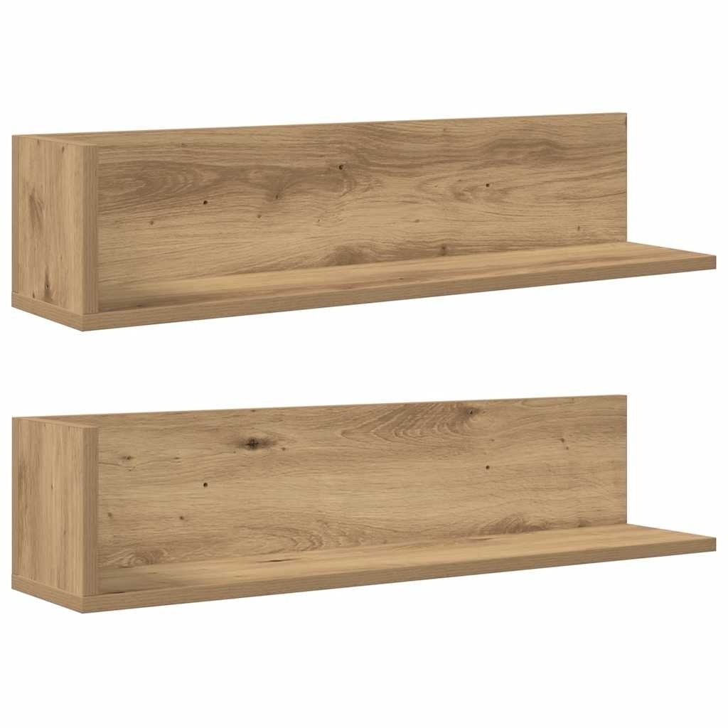 VidaXL Wandschappen 2 st 75x16,5x16,5 bewerkt hout artisanaal eiken