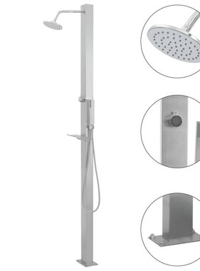 VidaXL Buitendouche recht roestvrij staal