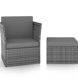 VidaXL Tuinstoel met voetenbank poly rattan antracietkleurig