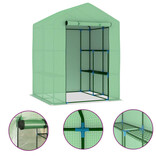 VidaXL Tuinkas met schappen 143x143x195 cm staal