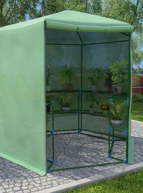 VidaXL Tuinkas met schappen 227x223 cm staal