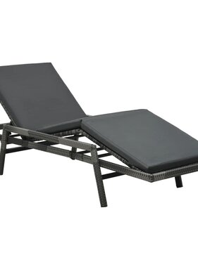 VidaXL Ligbed met kussen poly rattan grijs