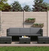 VidaXL 4-delige Loungeset met kussens poly rattan grijs