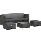 VidaXL 4-delige Loungeset met kussens poly rattan grijs