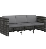 VidaXL 4-delige Loungeset met kussens poly rattan grijs