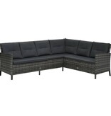 VidaXL 4-delige Loungeset met kussens poly rattan grijs